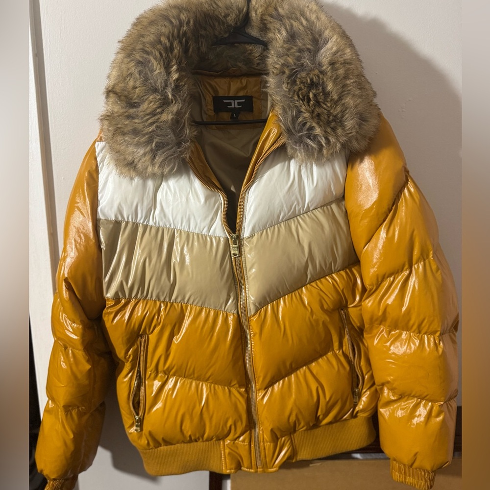 Jordan Craig Color-Block Puffer Jacket w/ Faux Fur Collar